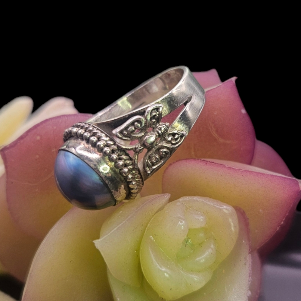 Blue Mabe Pearl Ring - Picture 11 of 11